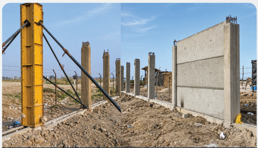 Boundary wall and column project in progress